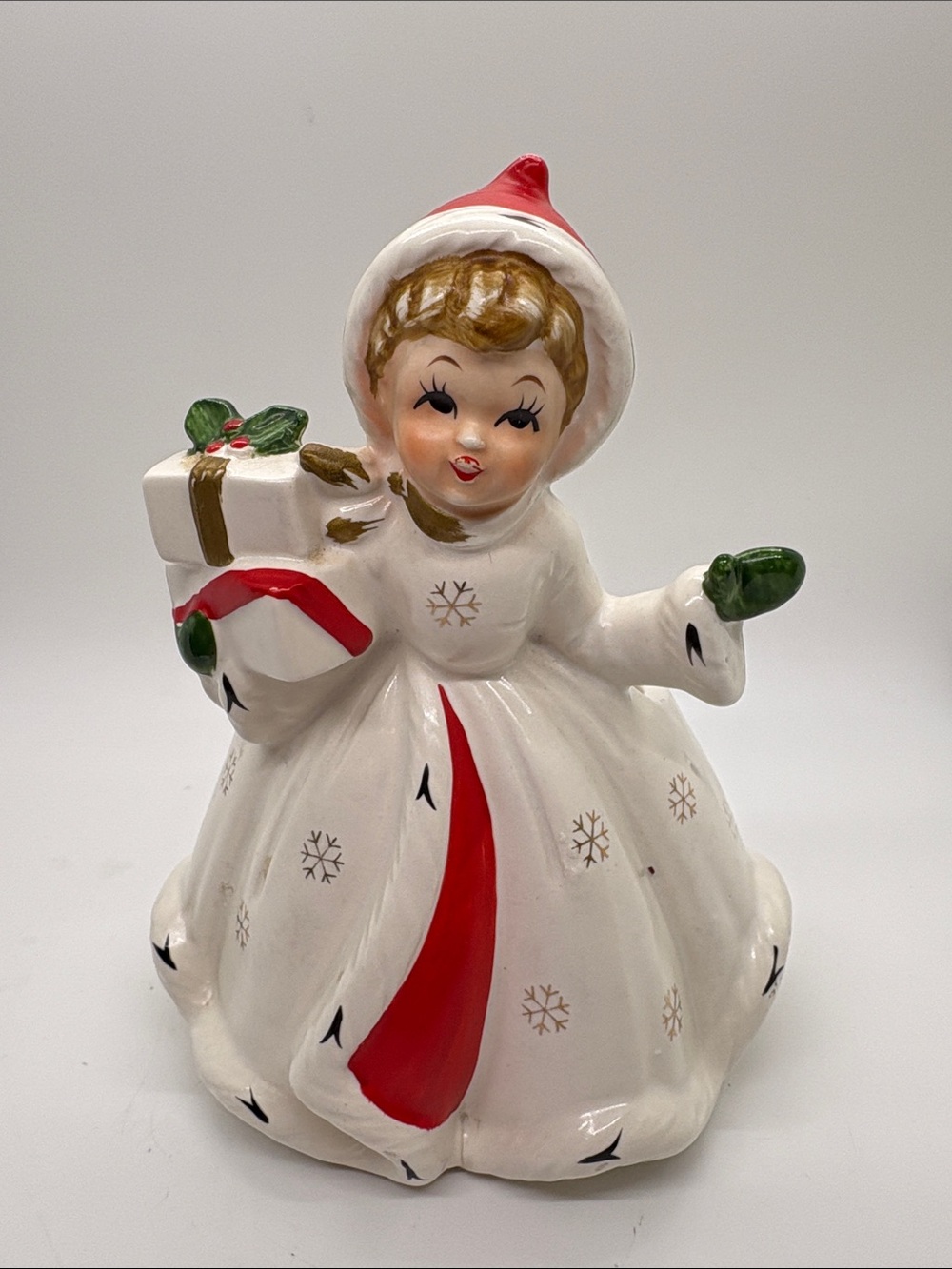 Napco Christmas Plantar Shopper Girl VTG Atomic Rare